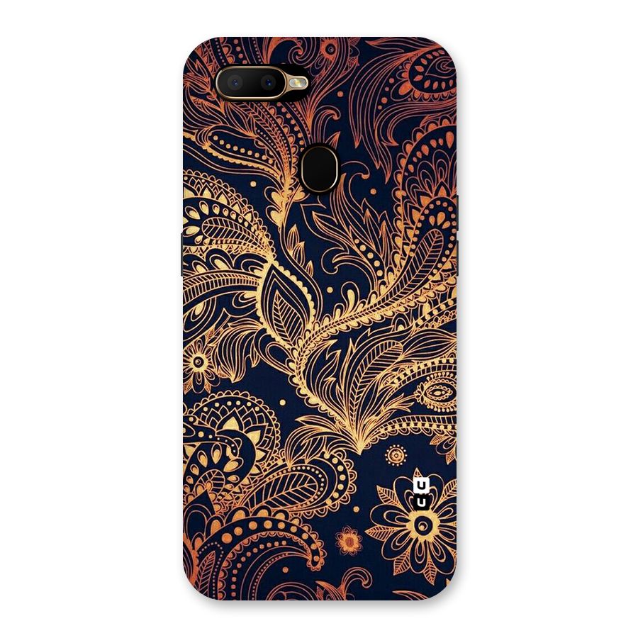 Classy Golden Leafy Design Back Case for Oppo A5s