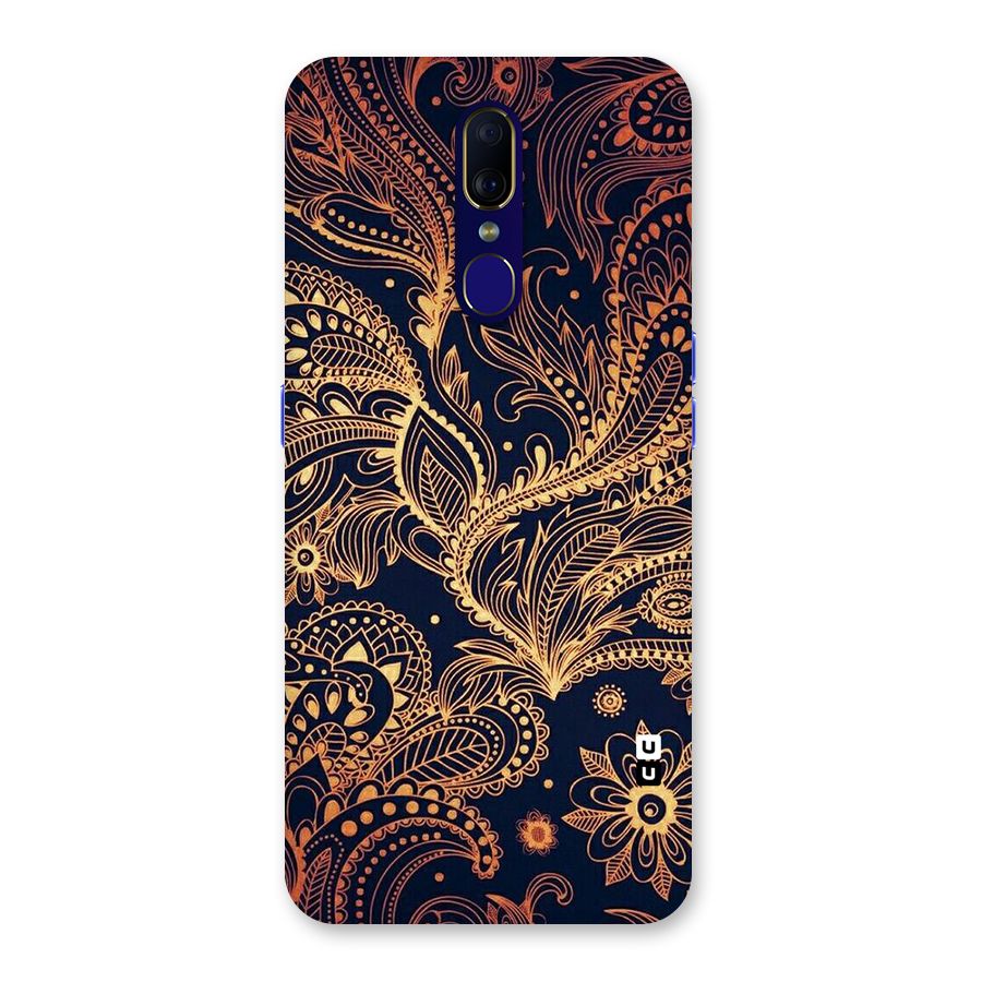 Classy Golden Leafy Design Back Case for Oppo F11