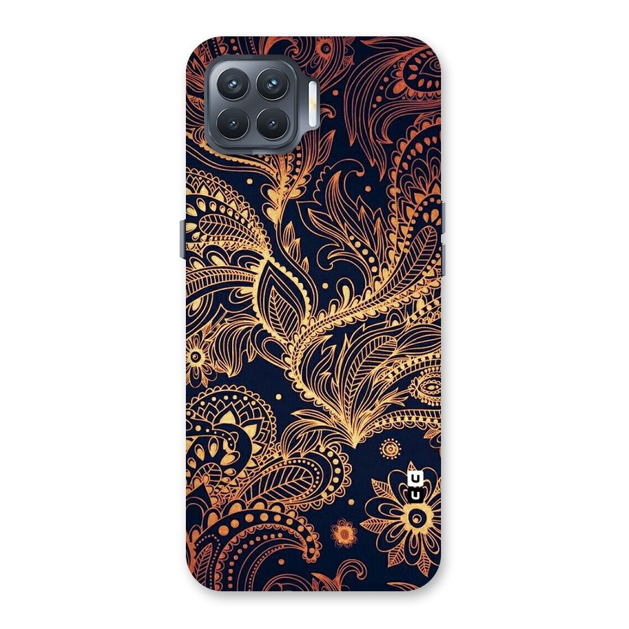 Classy Golden Leafy Design Back Case for Oppo F17 Pro