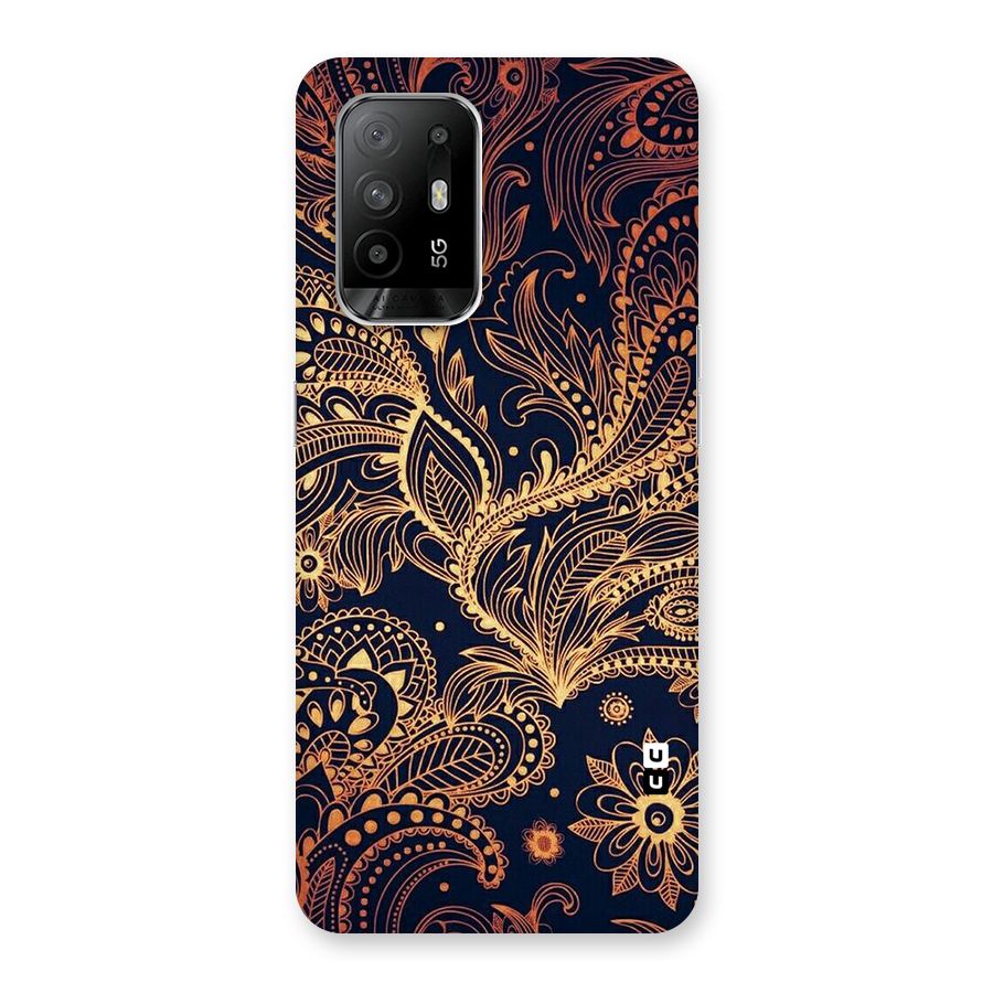 Classy Golden Leafy Design Back Case for Oppo F19 Pro Plus 5G