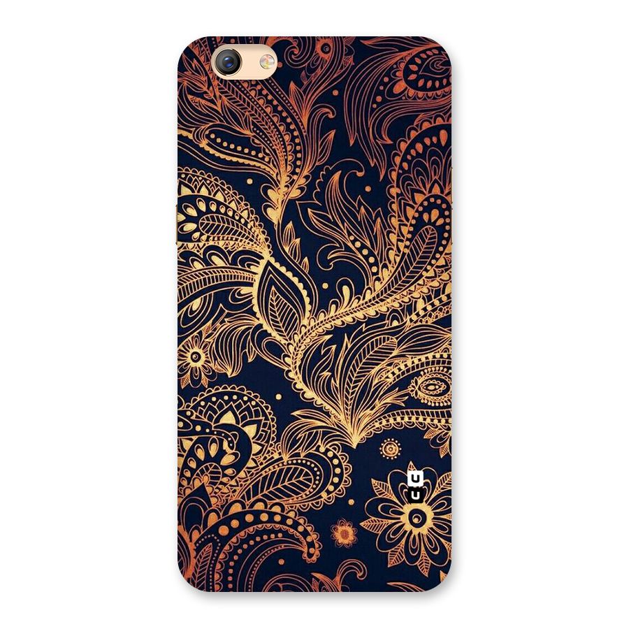 Classy Golden Leafy Design Back Case for Oppo F3 Plus