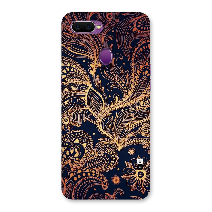 Classy Golden Leafy Design Back Case for Oppo F9