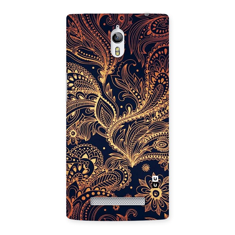 Classy Golden Leafy Design Back Case for Oppo Find 7