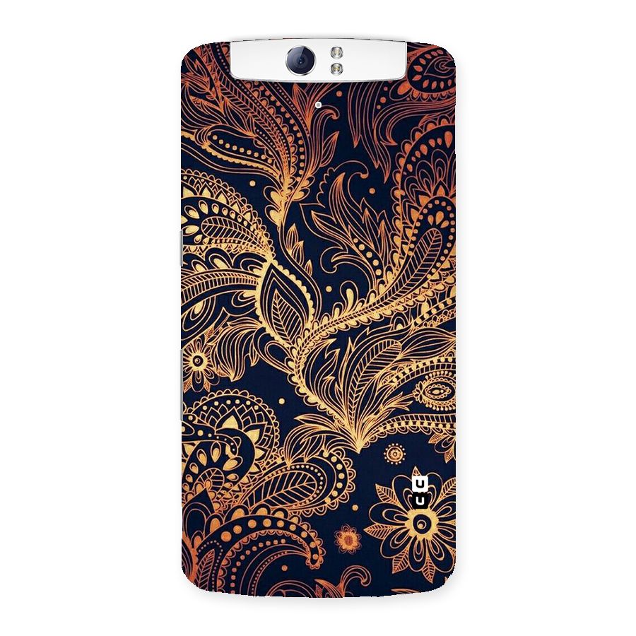Classy Golden Leafy Design Back Case for Oppo N1