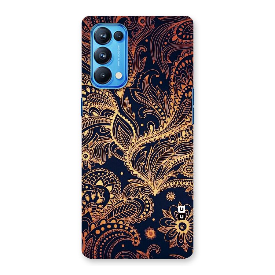 Classy Golden Leafy Design Back Case for Oppo Reno5 Pro 5G