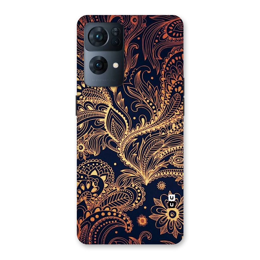 Classy Golden Leafy Design Back Case for Oppo Reno7 Pro 5G