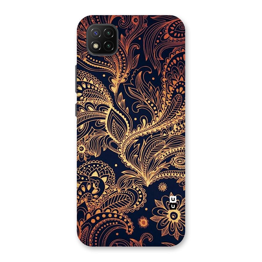 Classy Golden Leafy Design Back Case for Poco C3