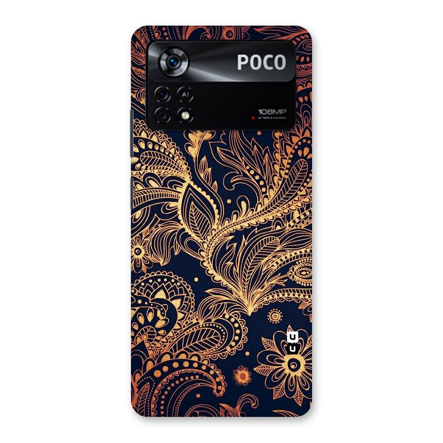 Classy Golden Leafy Design Back Case for Poco X4 Pro 5G