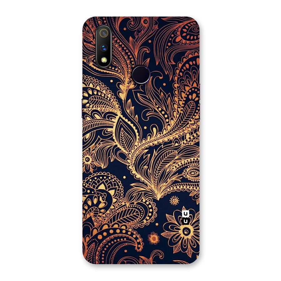 Classy Golden Leafy Design Back Case for Realme 3 Pro
