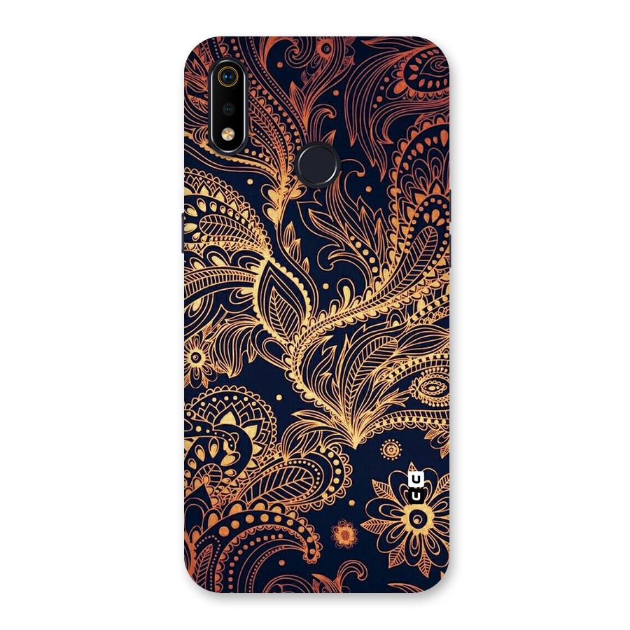 Classy Golden Leafy Design Back Case for Realme 3i