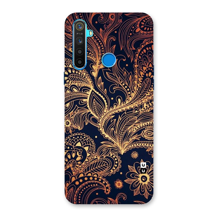 Classy Golden Leafy Design Back Case for Realme 5
