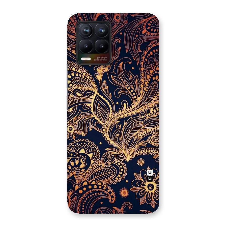 Classy Golden Leafy Design Back Case for Realme 8