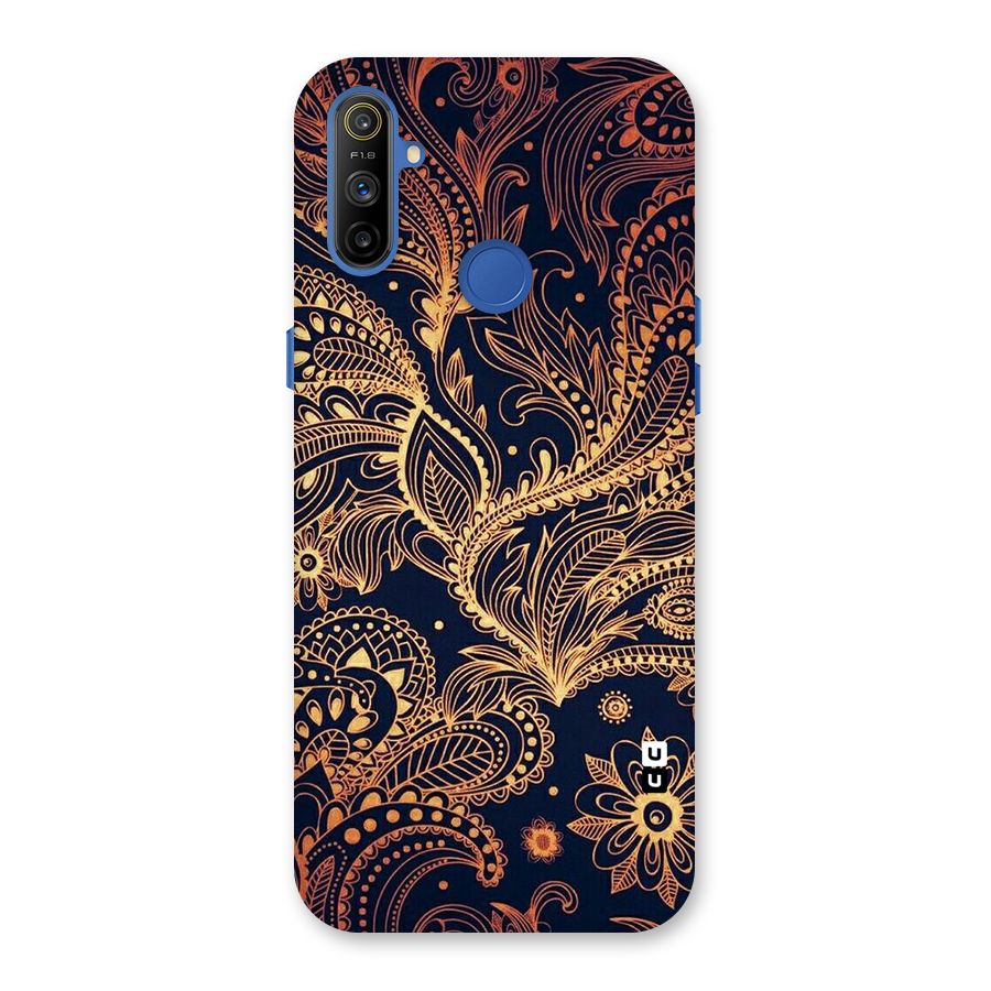 Classy Golden Leafy Design Back Case for Realme Narzo 10A