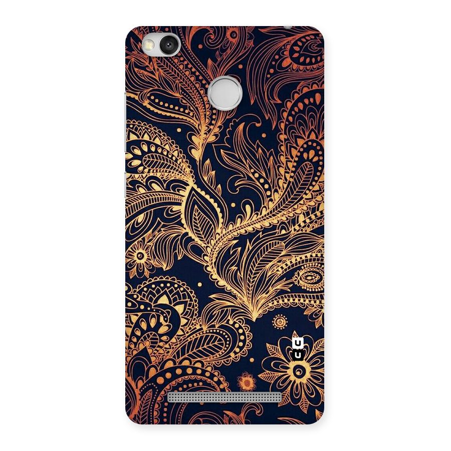 Classy Golden Leafy Design Back Case for Redmi 3S Prime