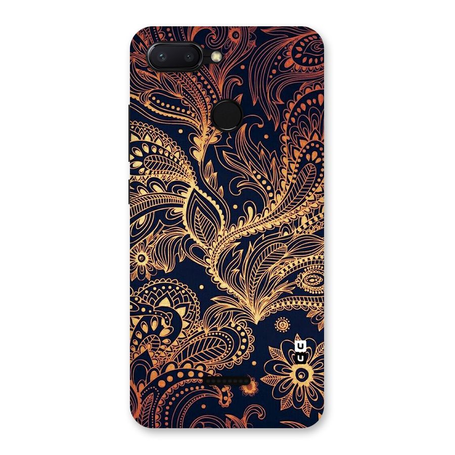 Classy Golden Leafy Design Back Case for Redmi 6