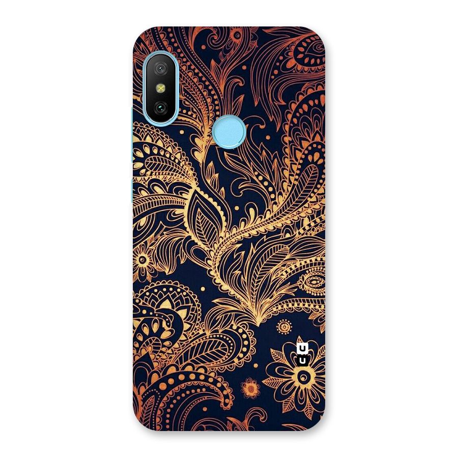 Classy Golden Leafy Design Back Case for Redmi 6 Pro