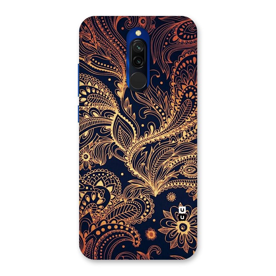 Classy Golden Leafy Design Back Case for Redmi 8