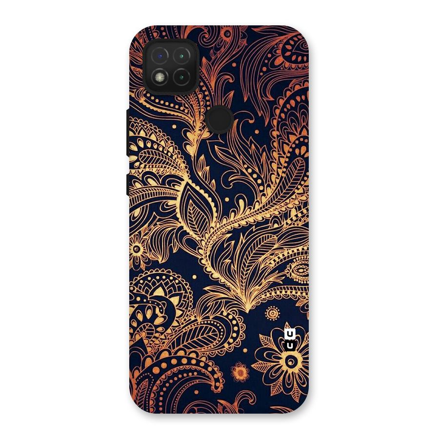 Classy Golden Leafy Design Back Case for Redmi 9