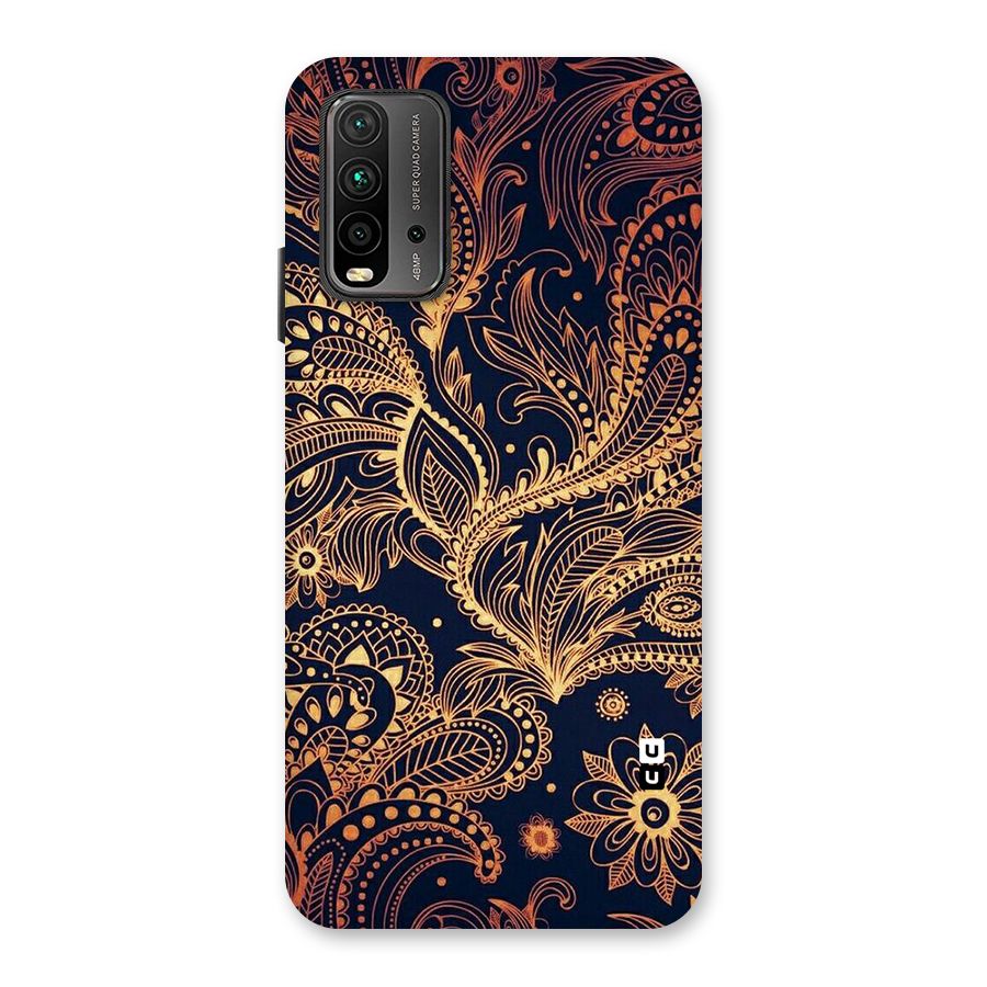 Classy Golden Leafy Design Back Case for Redmi 9 Power