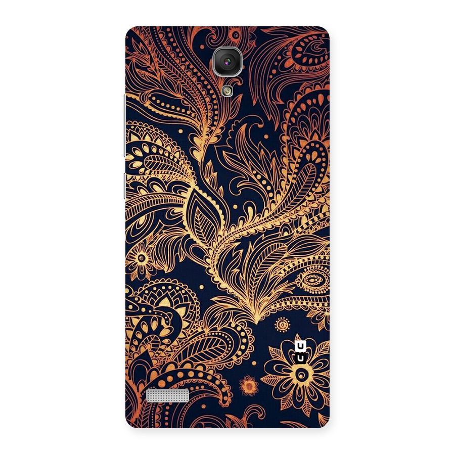 Classy Golden Leafy Design Back Case for Redmi Note
