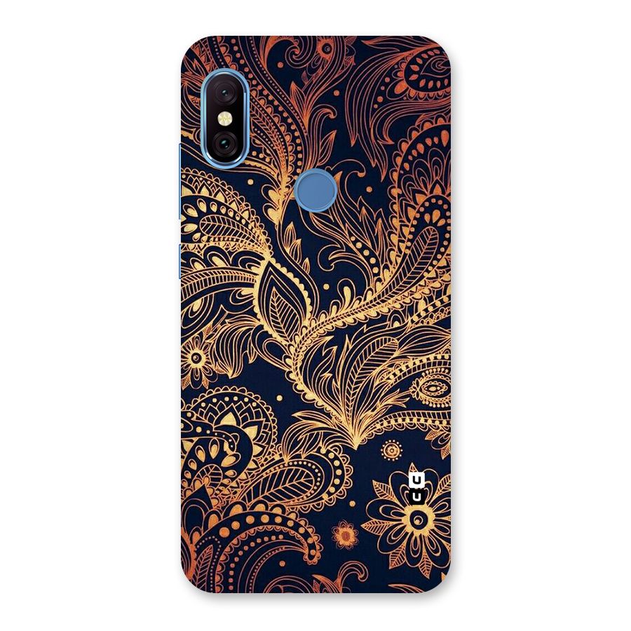 Classy Golden Leafy Design Back Case for Redmi Note 6 Pro