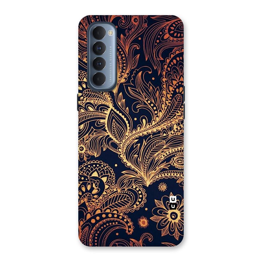 Classy Golden Leafy Design Back Case for Reno4 Pro