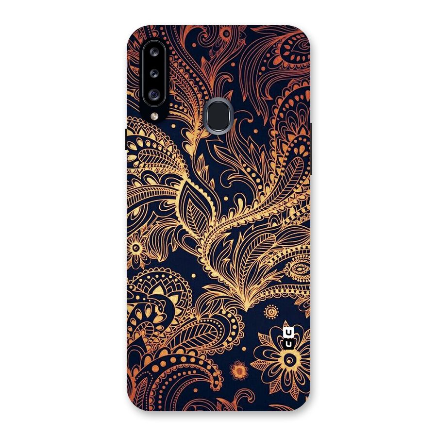 Classy Golden Leafy Design Back Case for Samsung Galaxy A20s