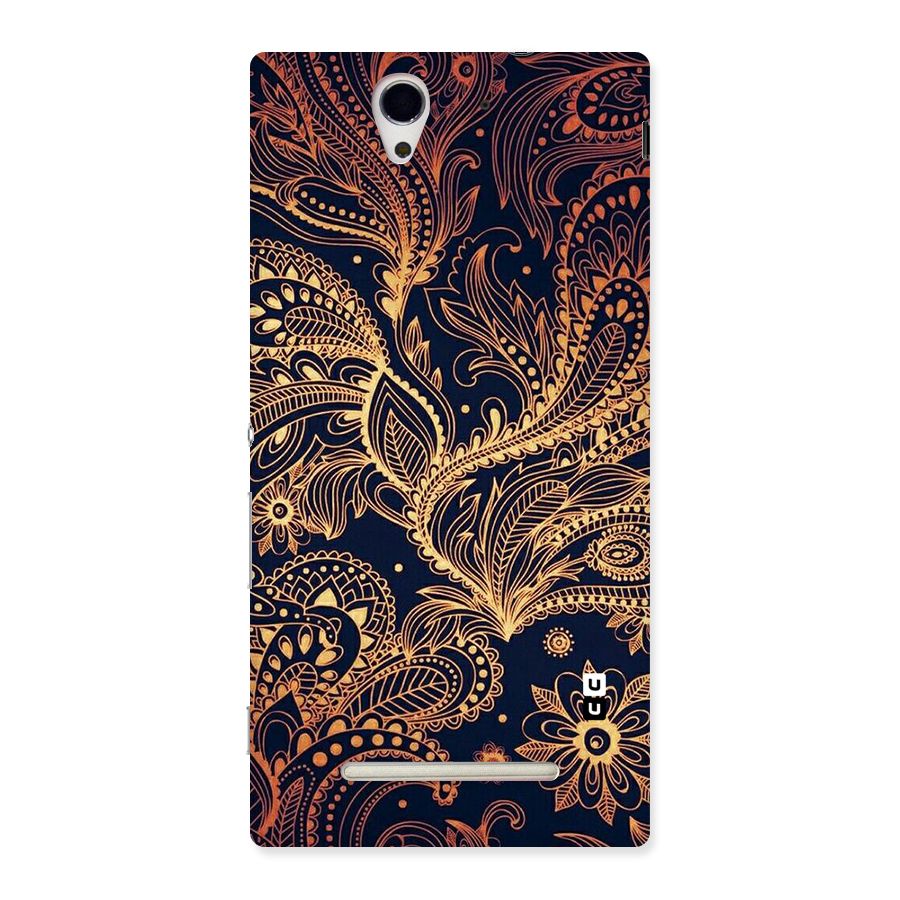 Classy Golden Leafy Design Back Case for Sony Xperia C3
