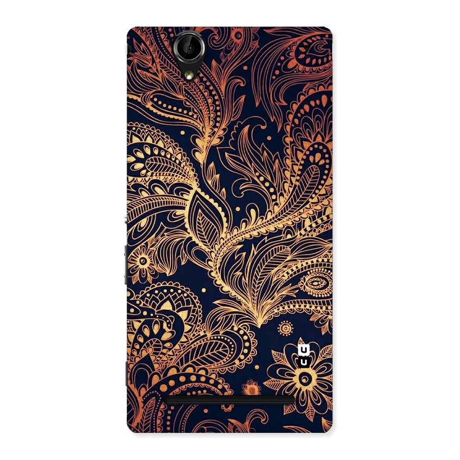 Classy Golden Leafy Design Back Case for Sony Xperia T2