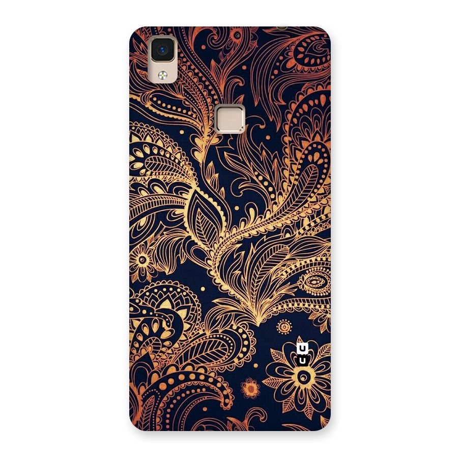 Classy Golden Leafy Design Back Case for V3 Max