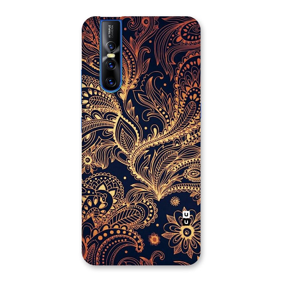 Classy Golden Leafy Design Back Case for Vivo V15 Pro
