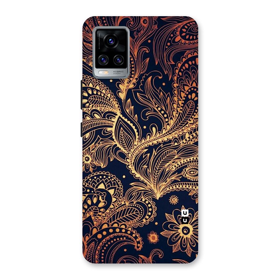 Classy Golden Leafy Design Back Case for Vivo V20 Pro