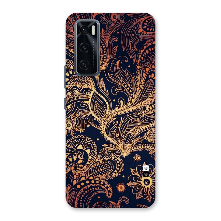 Classy Golden Leafy Design Back Case for Vivo V20 SE