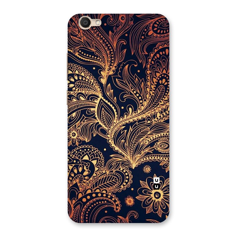 Classy Golden Leafy Design Back Case for Vivo V5