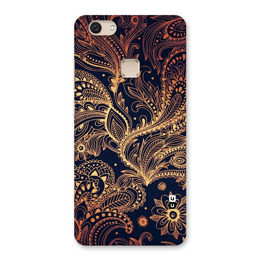 Classy Golden Leafy Design Back Case for Vivo V7