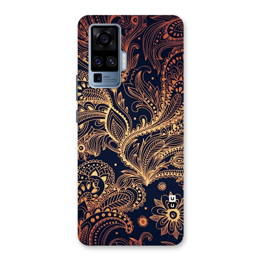 Classy Golden Leafy Design Back Case for Vivo X50 Pro