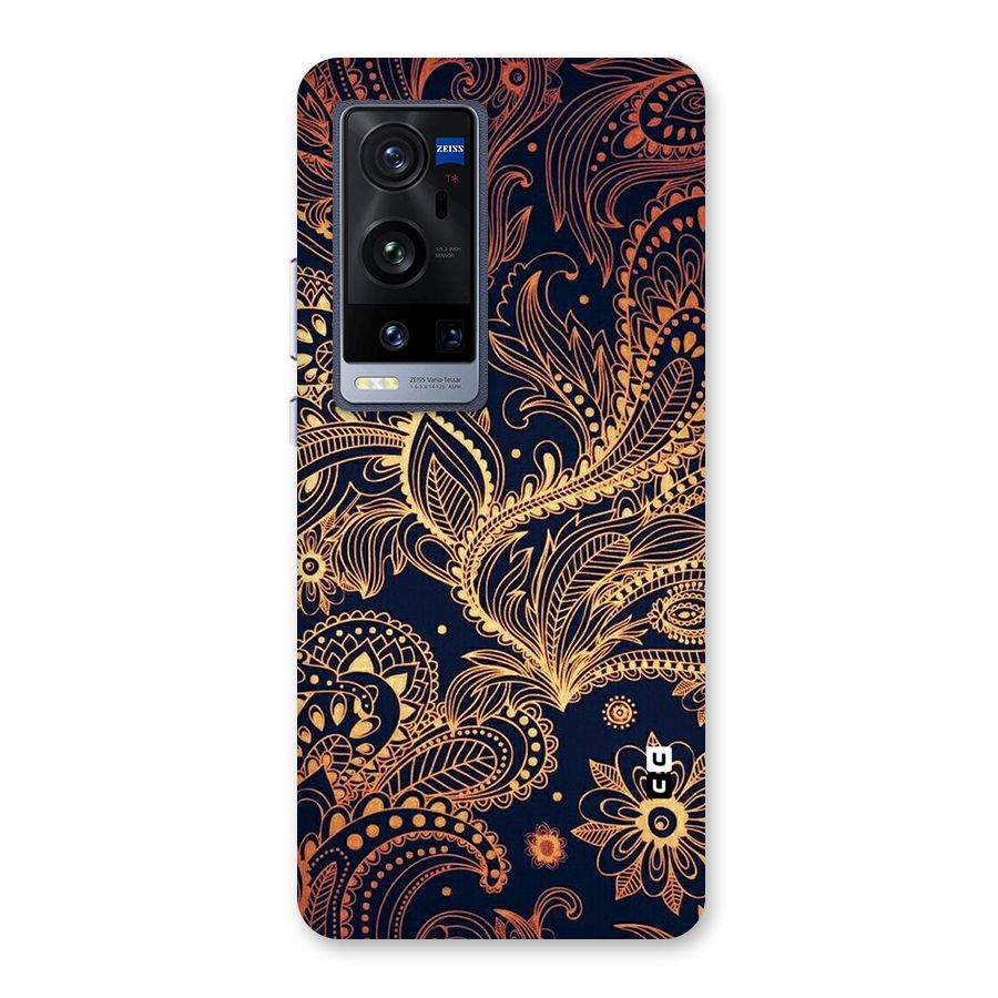 Classy Golden Leafy Design Back Case for Vivo X60 Pro Plus
