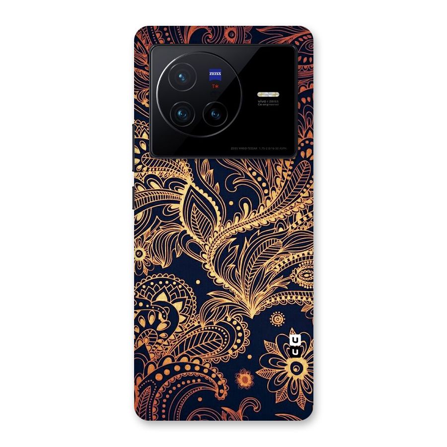 Classy Golden Leafy Design Back Case for Vivo X80