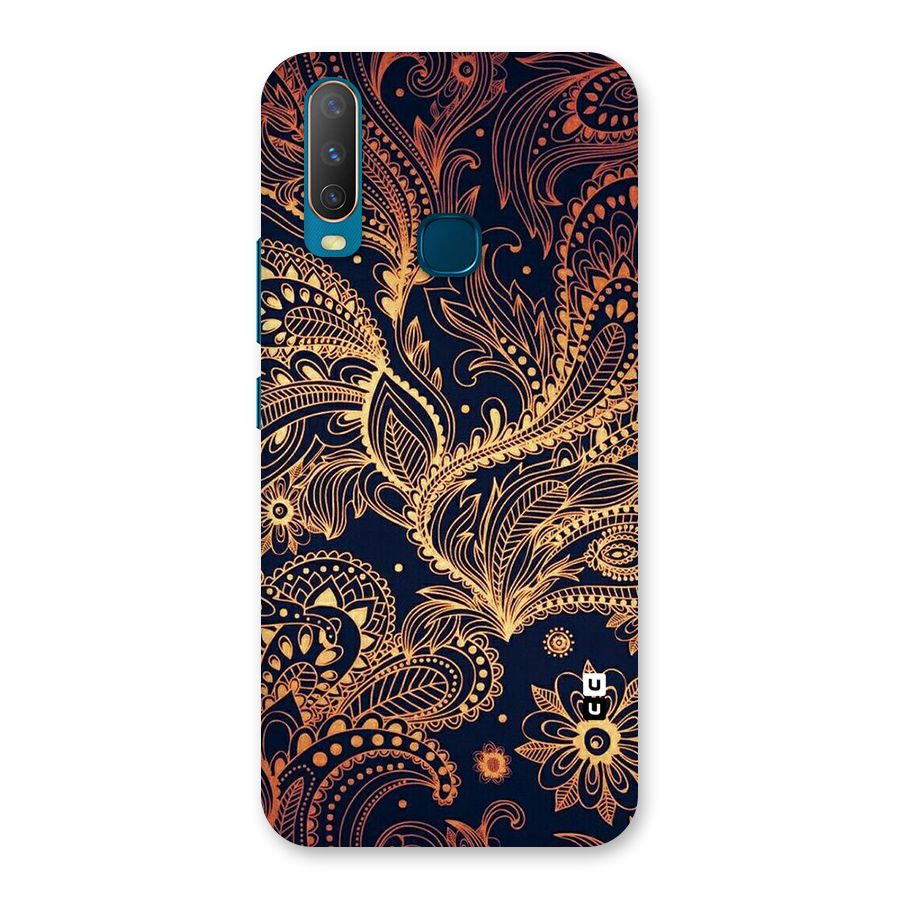 Classy Golden Leafy Design Back Case for Vivo Y17