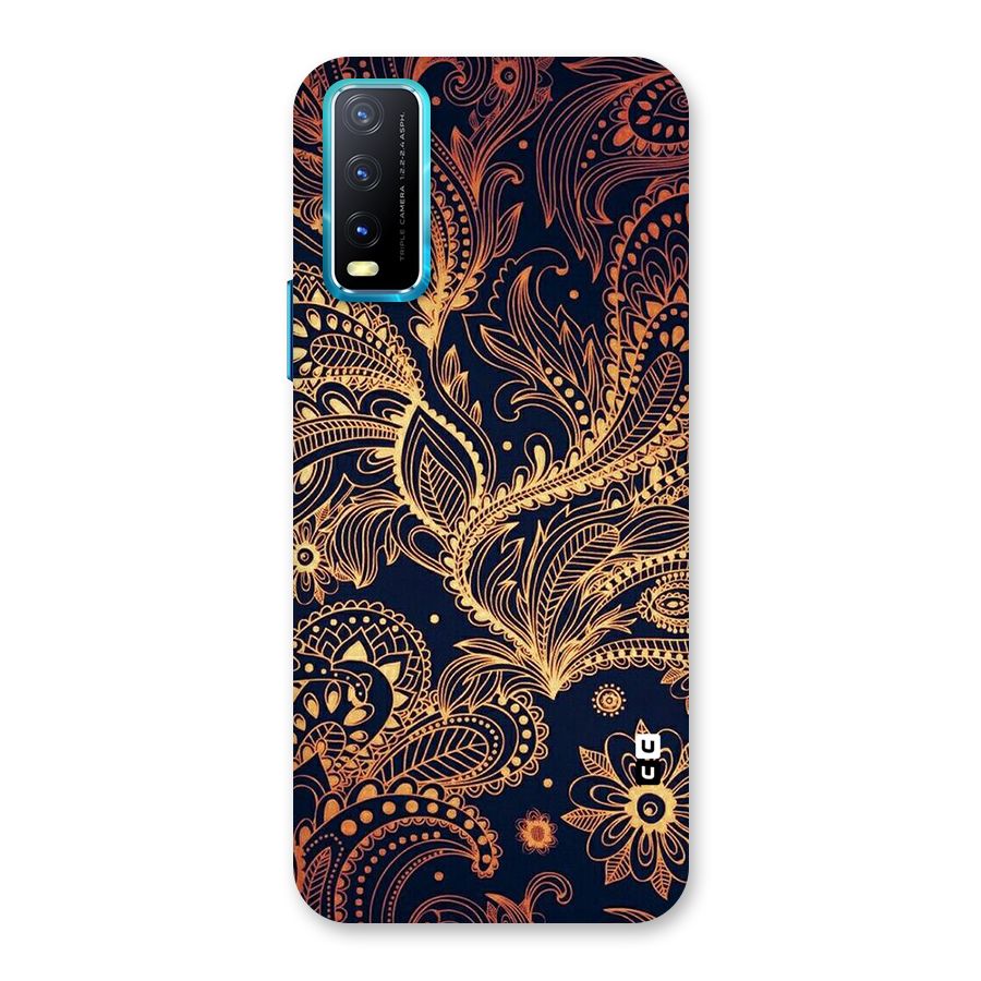 Classy Golden Leafy Design Back Case for Vivo Y20G