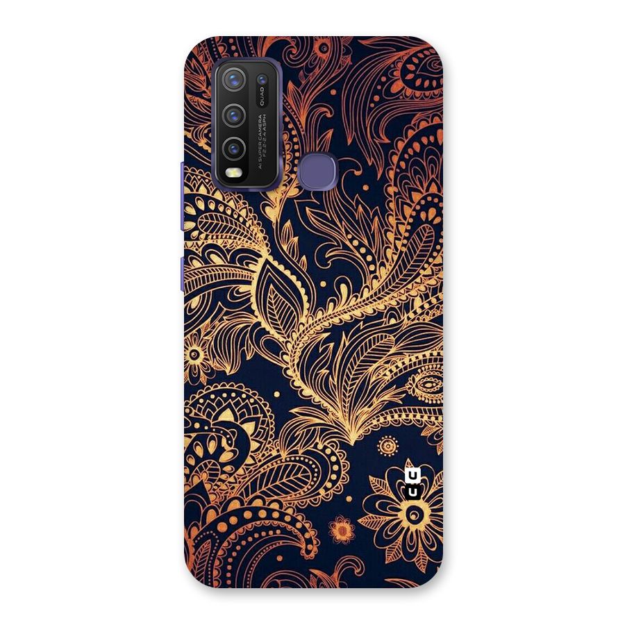 Classy Golden Leafy Design Back Case for Vivo Y30