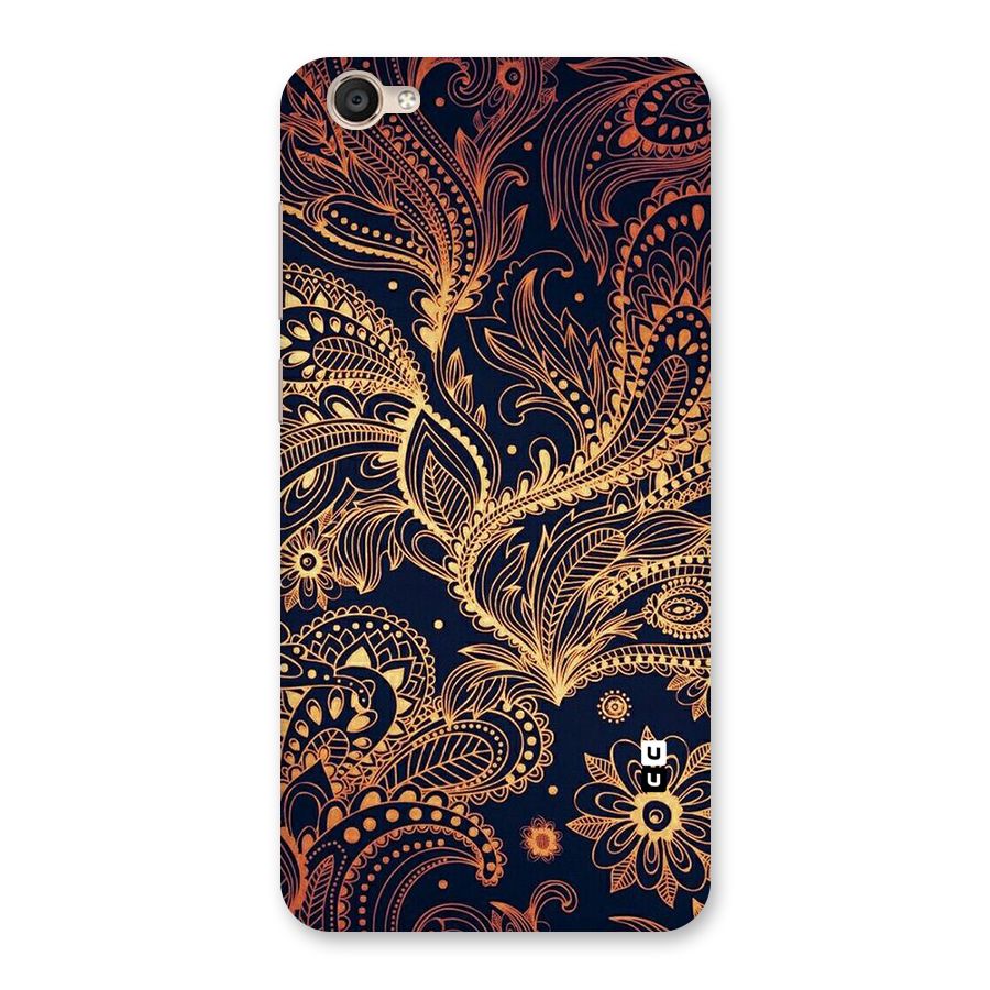 Classy Golden Leafy Design Back Case for Vivo Y55s