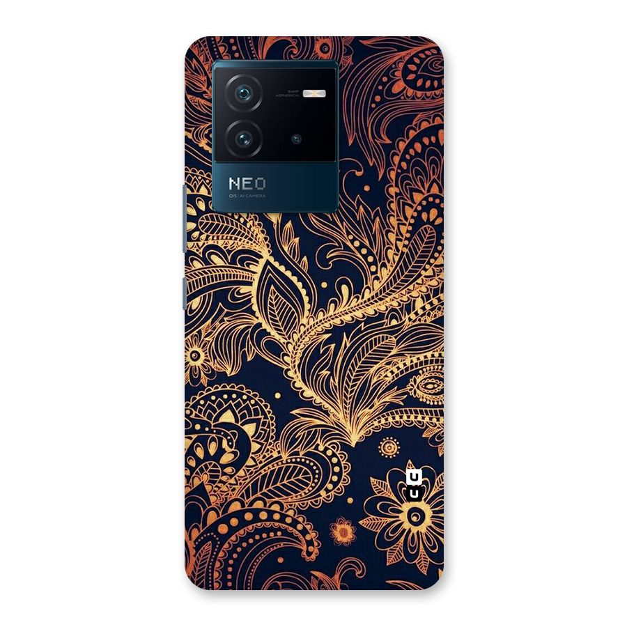 Classy Golden Leafy Design Back Case for Vivo iQOO Neo 6 5G