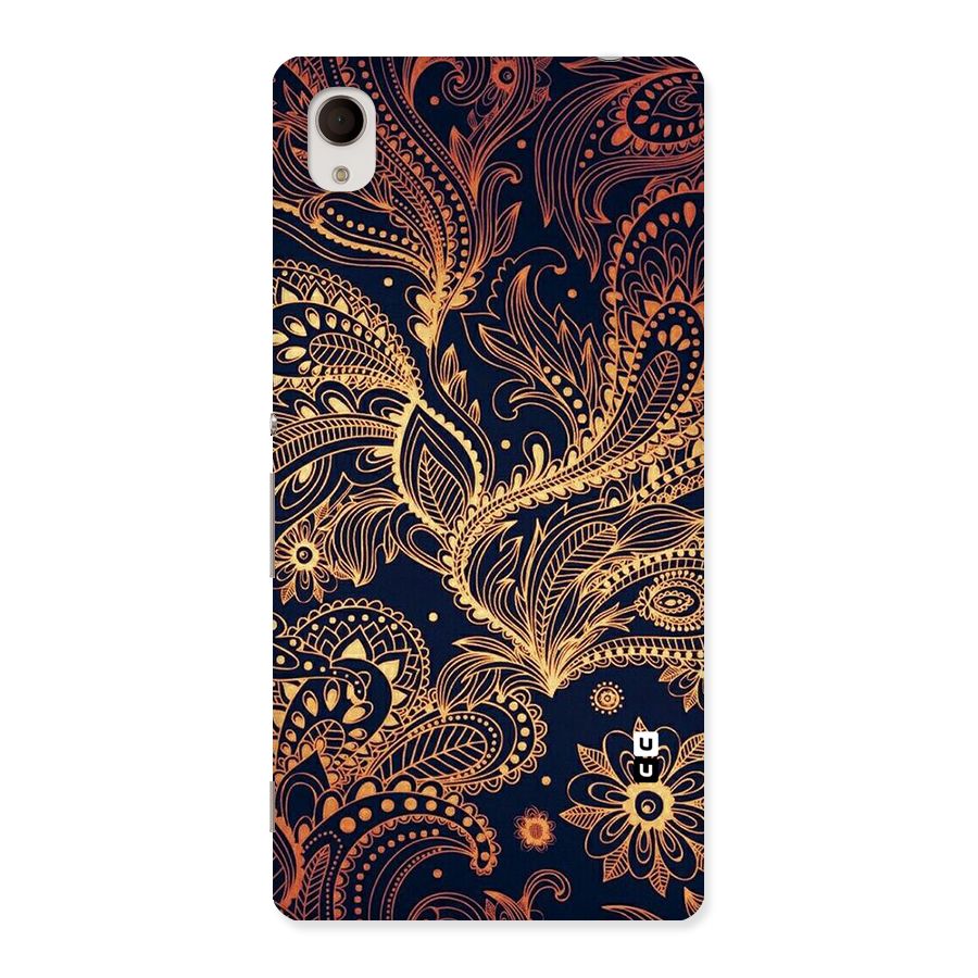 Classy Golden Leafy Design Back Case for Xperia M4 Aqua