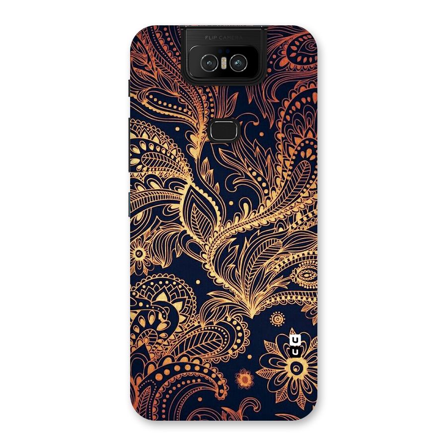 Classy Golden Leafy Design Back Case for Zenfone 6z