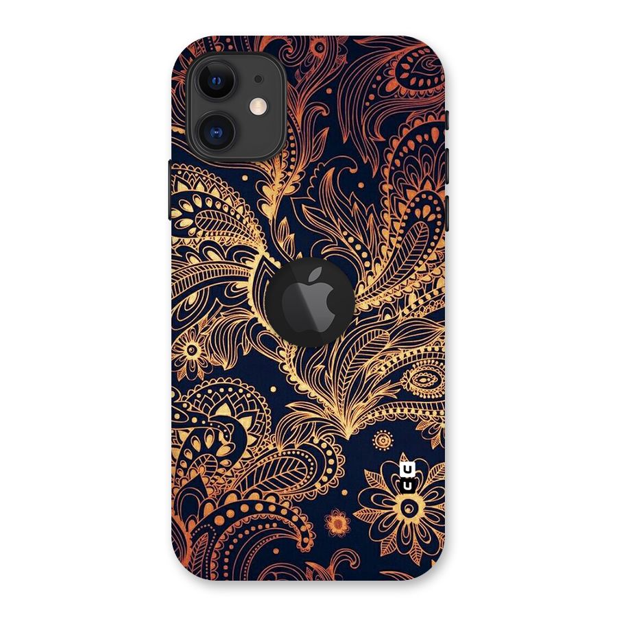 Classy Golden Leafy Design Back Case for iPhone 11 Logo Cut