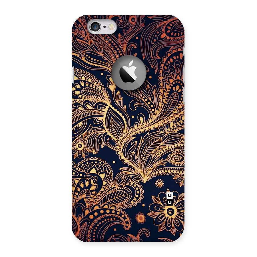 Classy Golden Leafy Design Back Case for iPhone 6 Logo Cut