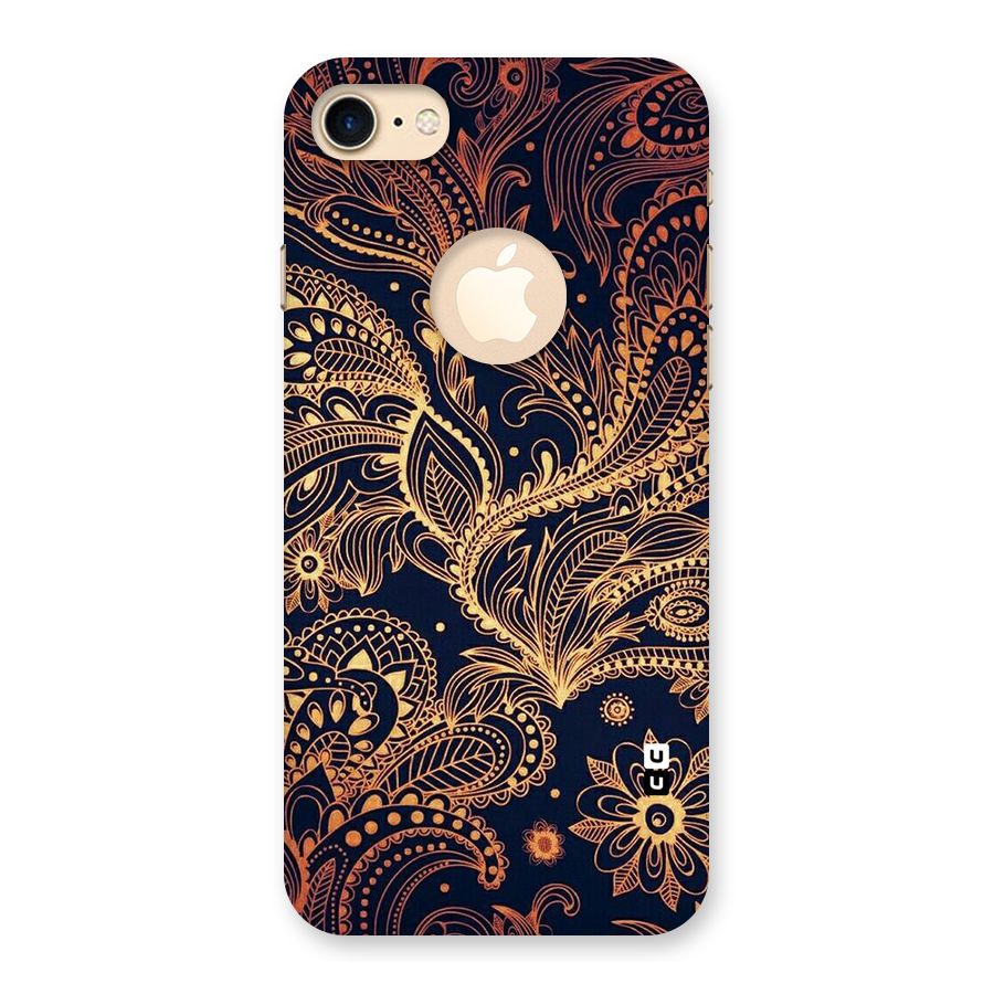 Classy Golden Leafy Design Back Case for iPhone 7 Logo Cut