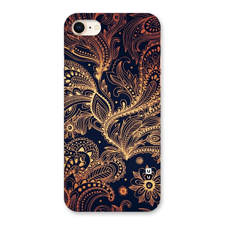 Classy Golden Leafy Design Back Case for iPhone 8
