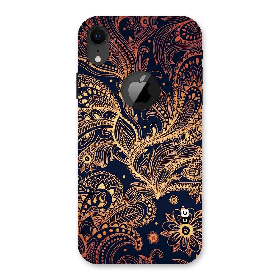 Classy Golden Leafy Design Back Case for iPhone XR Logo Cut
